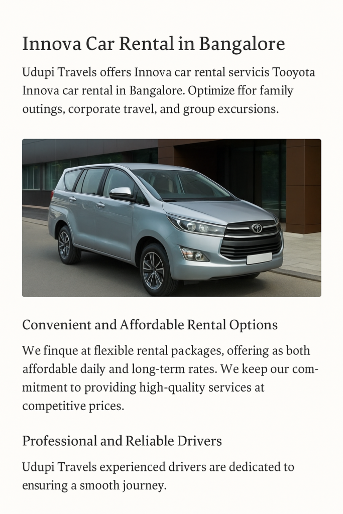 Toyota Innova taxi service in Bangalore